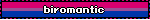 A year 2000 style blinkie animation, with the text "biromantic" and a bi flag.
