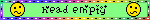 A year 2000 style blinkie animation, with the text "head empty" with a confused-looking face